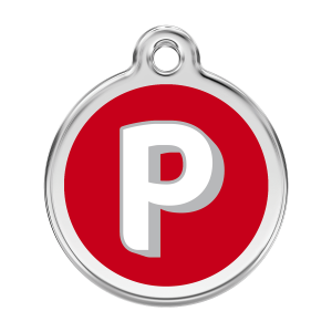Hundemarke roter Buchstabe P Größe L
