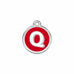 Katzenmarke Rot mit Buchstabe Q aus Emaille und Edelstahl, Klein