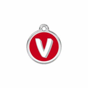 Katzenmarke Rot Buchstabe V Emaille Edelstahl Klein