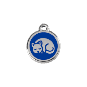 Katzenmarke klein aus dunkelblauem Emaille und Edelstahl