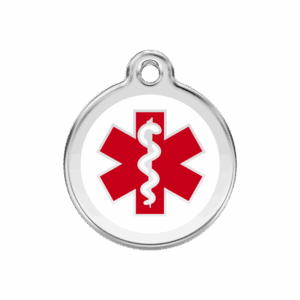 Hundemarke Weiß mit medizinischer Kennzeichnung Größe M