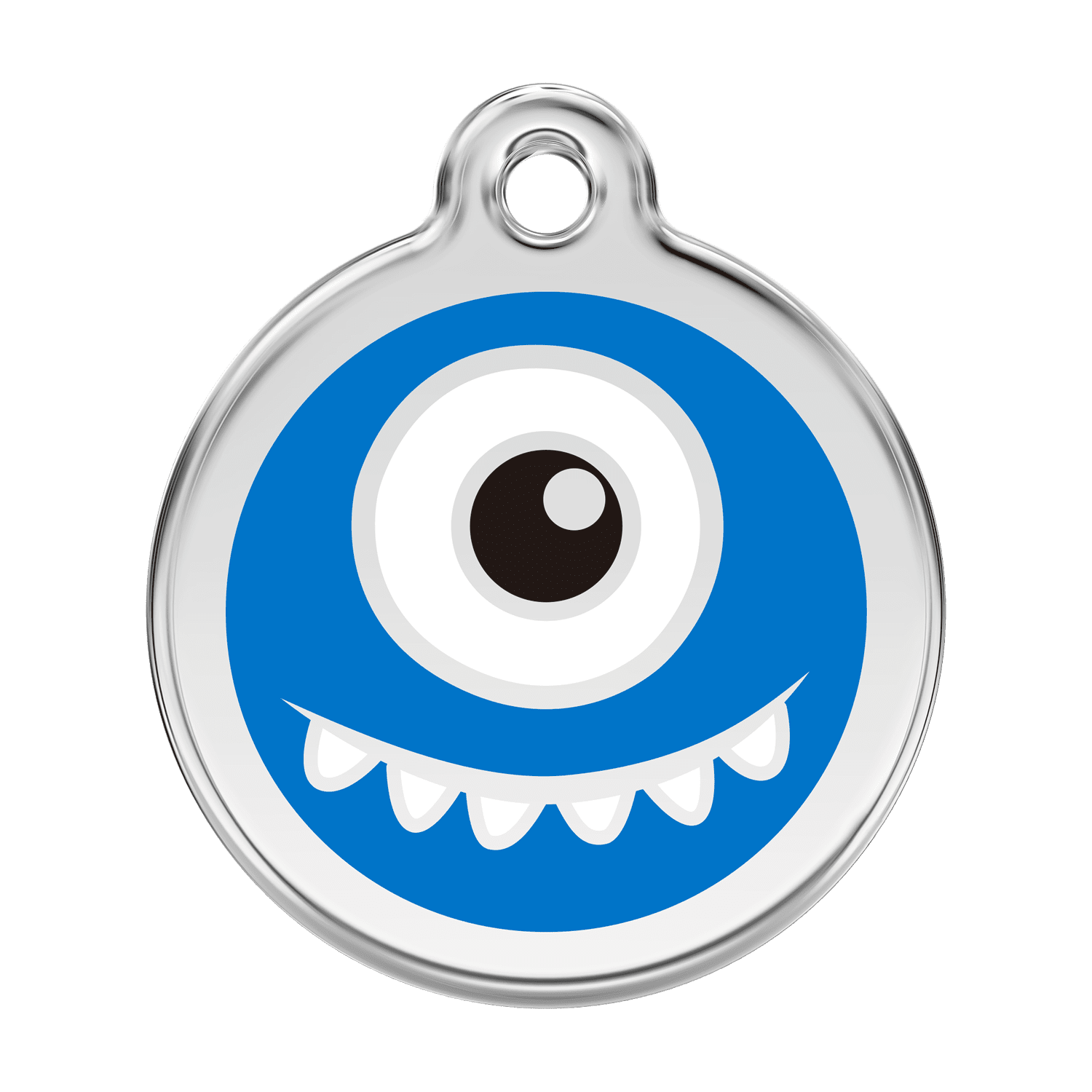 Vue avant - Médaille personnalisée pour chien Red Dingo Émail et acier inoxydable Monstre Bleu foncé - Größe L