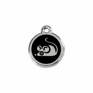 Katzenmarke Maus in Schwarz, Emaille & Edelstahl, Größe S