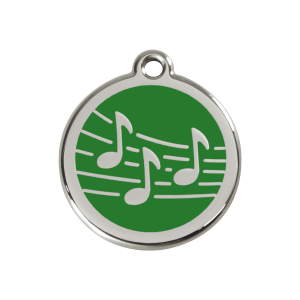 Hundemarke Musik Grün Größe M aus Emaille und Edelstahl