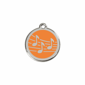 Katzenmarke Musik S aus Emaille und Edelstahl in Orange