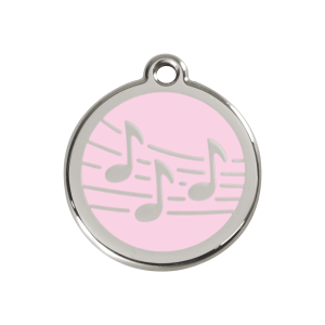 Hundemarke Musik Rosa Größe M aus Emaille und Edelstahl
