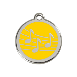 Hundemarke Musik Gelb Größe M aus Emaille und Edelstahl