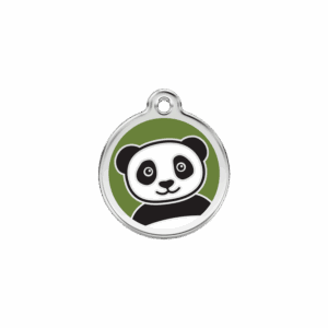 Katzenmarke Panda Grün Größe S aus Emaille und Edelstahl
