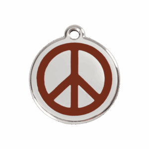 Hundemarke Peace Braun Größe M aus Emaille und Edelstahl