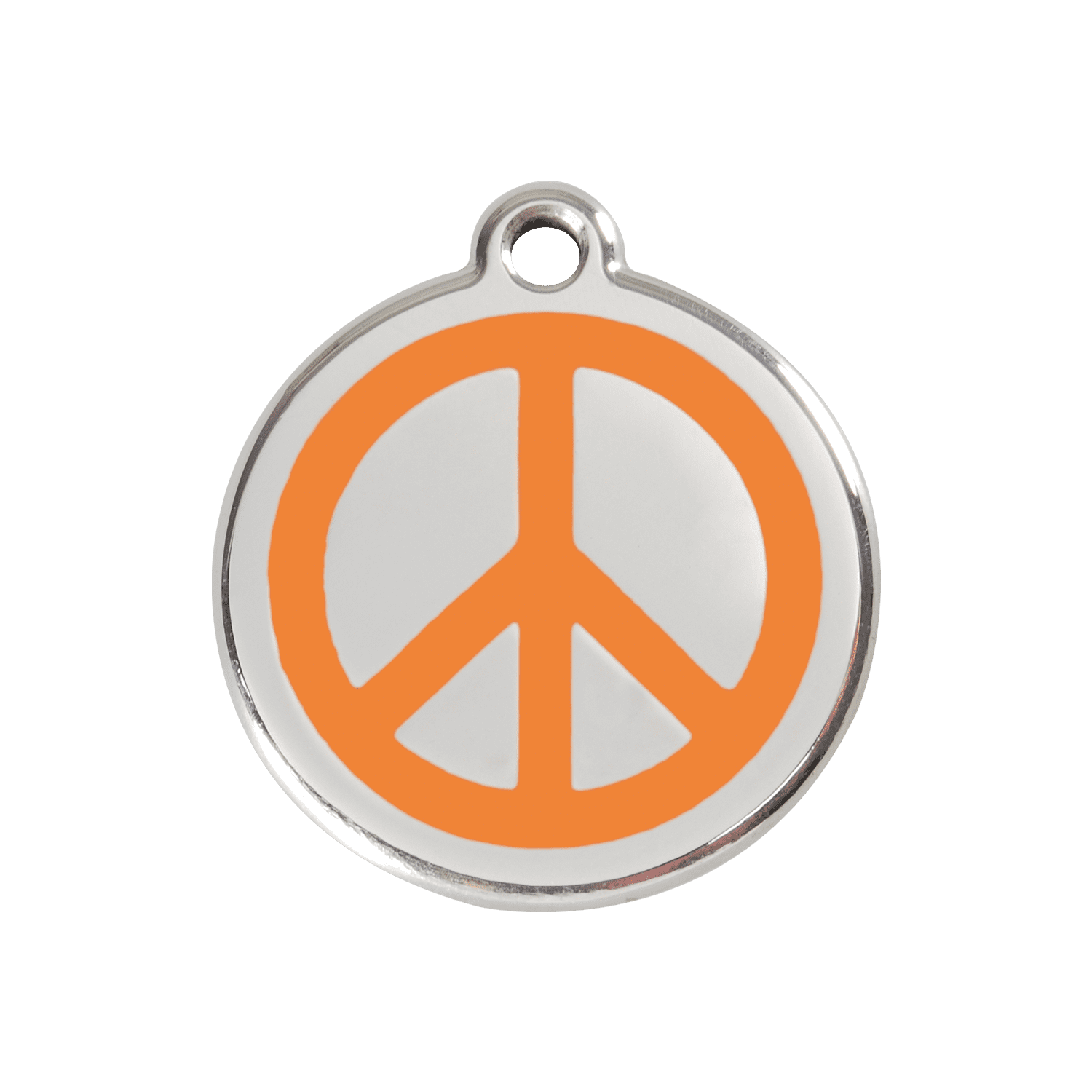 Vue avant - Médaille personnalisée pour chien Red Dingo Émail et acier inoxydable - Motif Paix - Orange - Größe M