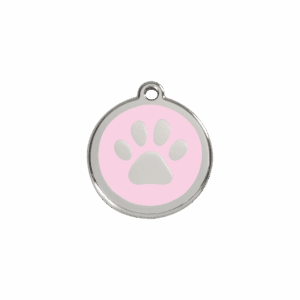 Katzenmarke Pfotenabdruck Rosa S aus Emaille und Edelstahl