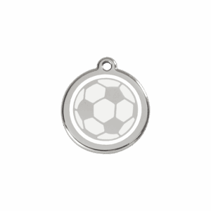 Katzenmarke Fußball Weiß aus Emaille und Edelstahl, Klein