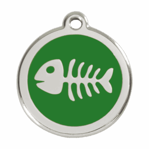Hundemarke Skelett Fischgräte Grün L