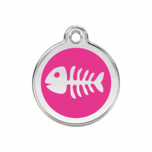 Hundemarke Fischgräte Emaille Edelstahl Mittel in Rosa