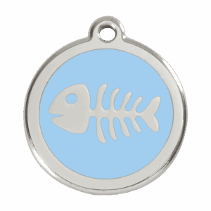 Hellblaue Hundemarke mit Fischgräten-Design, Größe L