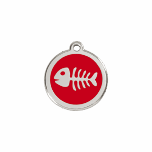 Katzenmarke S Rot Fischgräte aus Emaille und Edelstahl