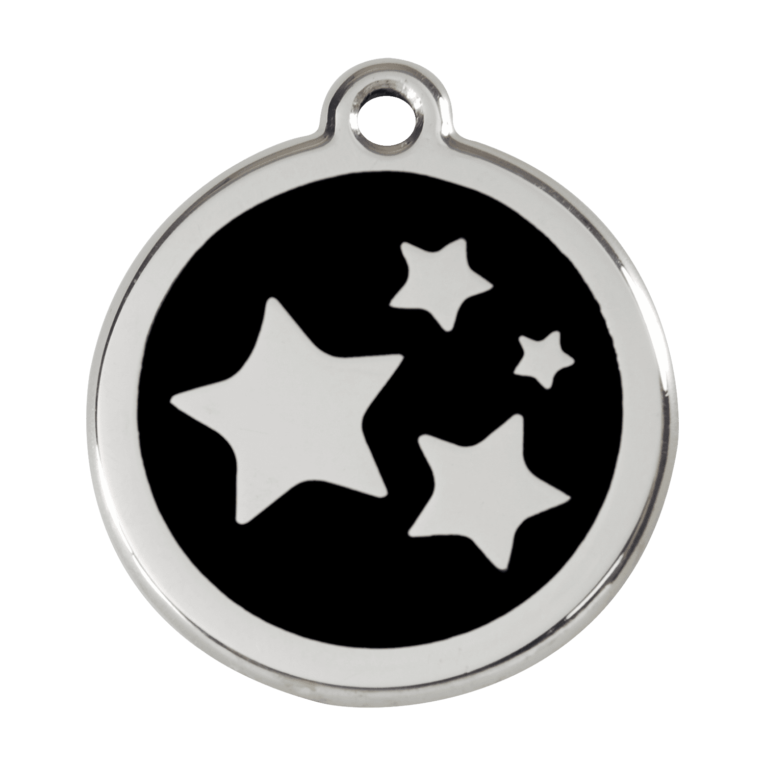 Vue avant - Médaille personnalisée pour chien Red Dingo Émail et acier inoxydable - Motif étoile - Noir - Größe L