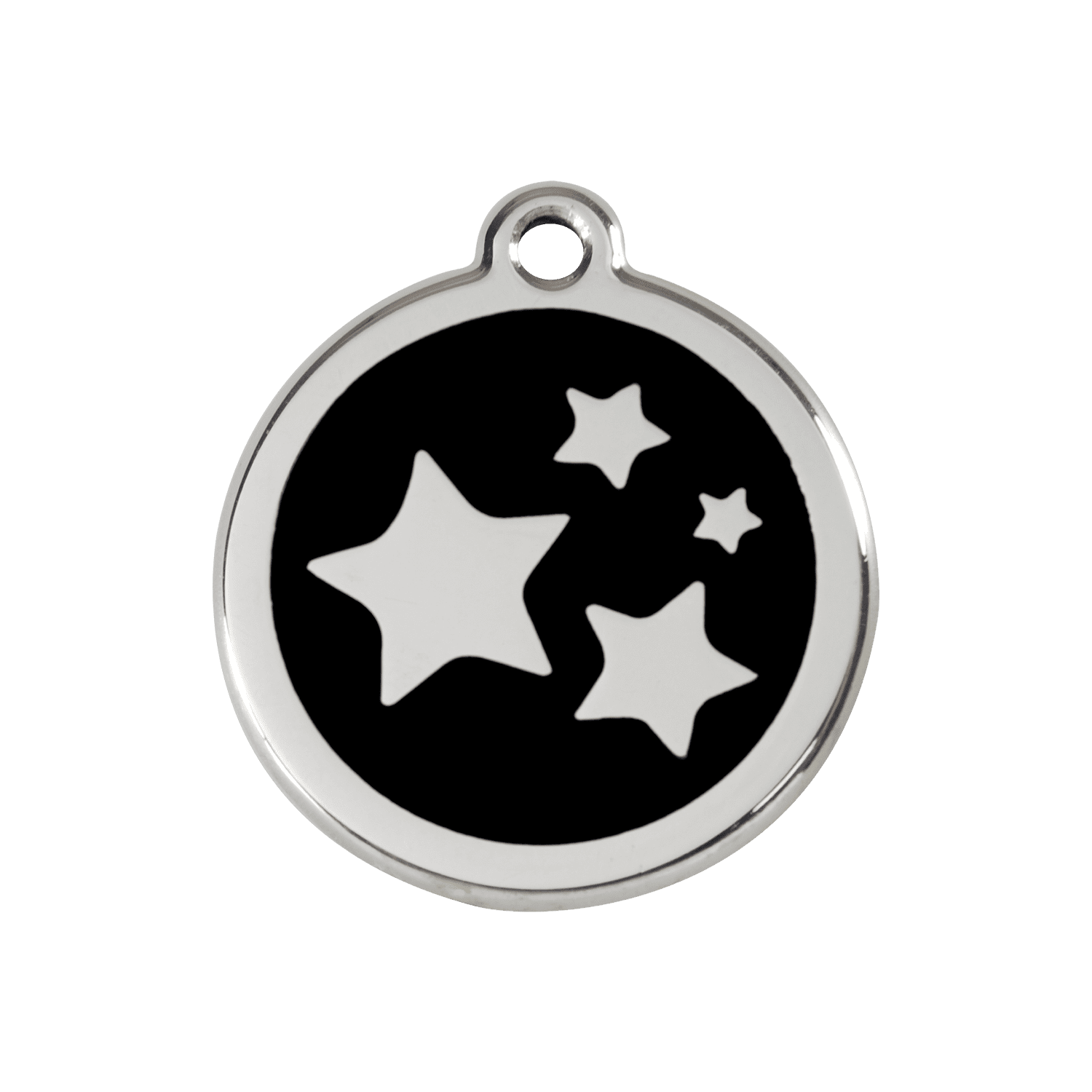 Vue avant - Médaille personnalisée pour chien Red Dingo Émail et acier inoxydable - Motif étoile - Noir - Größe M