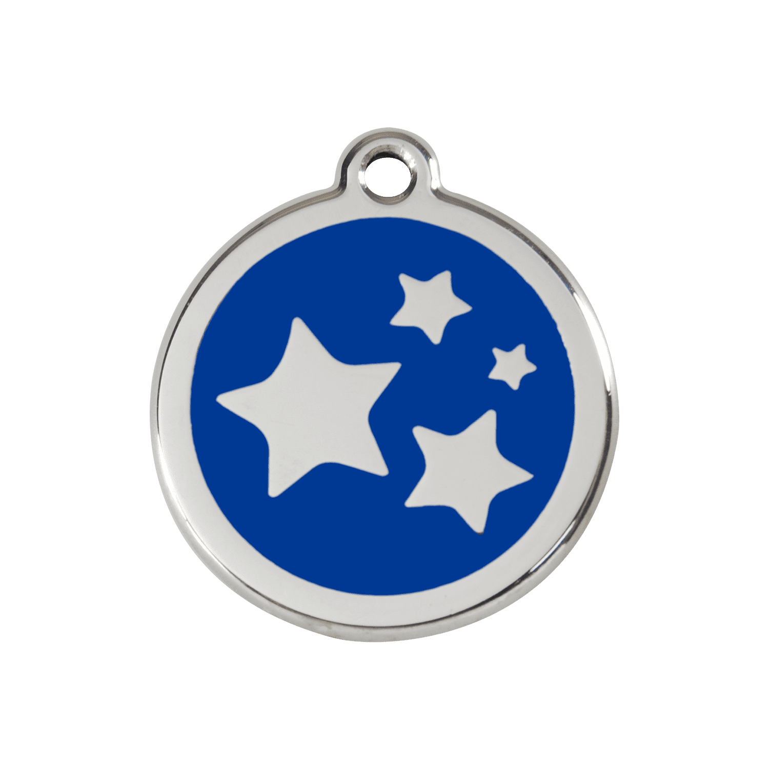 Vue avant - Médaille personnalisée pour chien/chat Red Dingo Émail et acier inoxydable - Motif étoile - Bleu foncé - Größe M