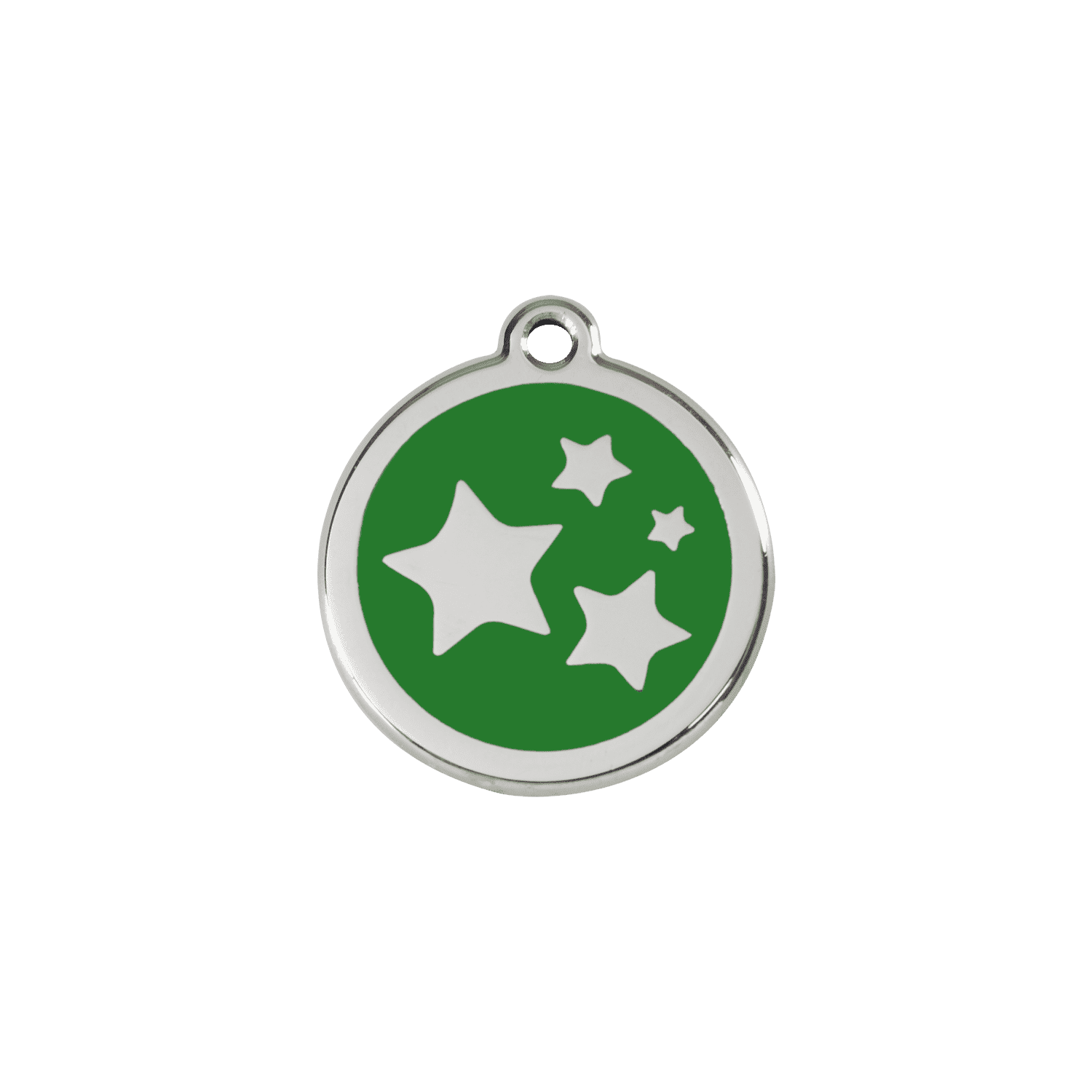 Vue avant - Médaille personnalisée pour chien/chat Red Dingo Émail et acier inoxydable - Motif étoile - Vert - Größe S