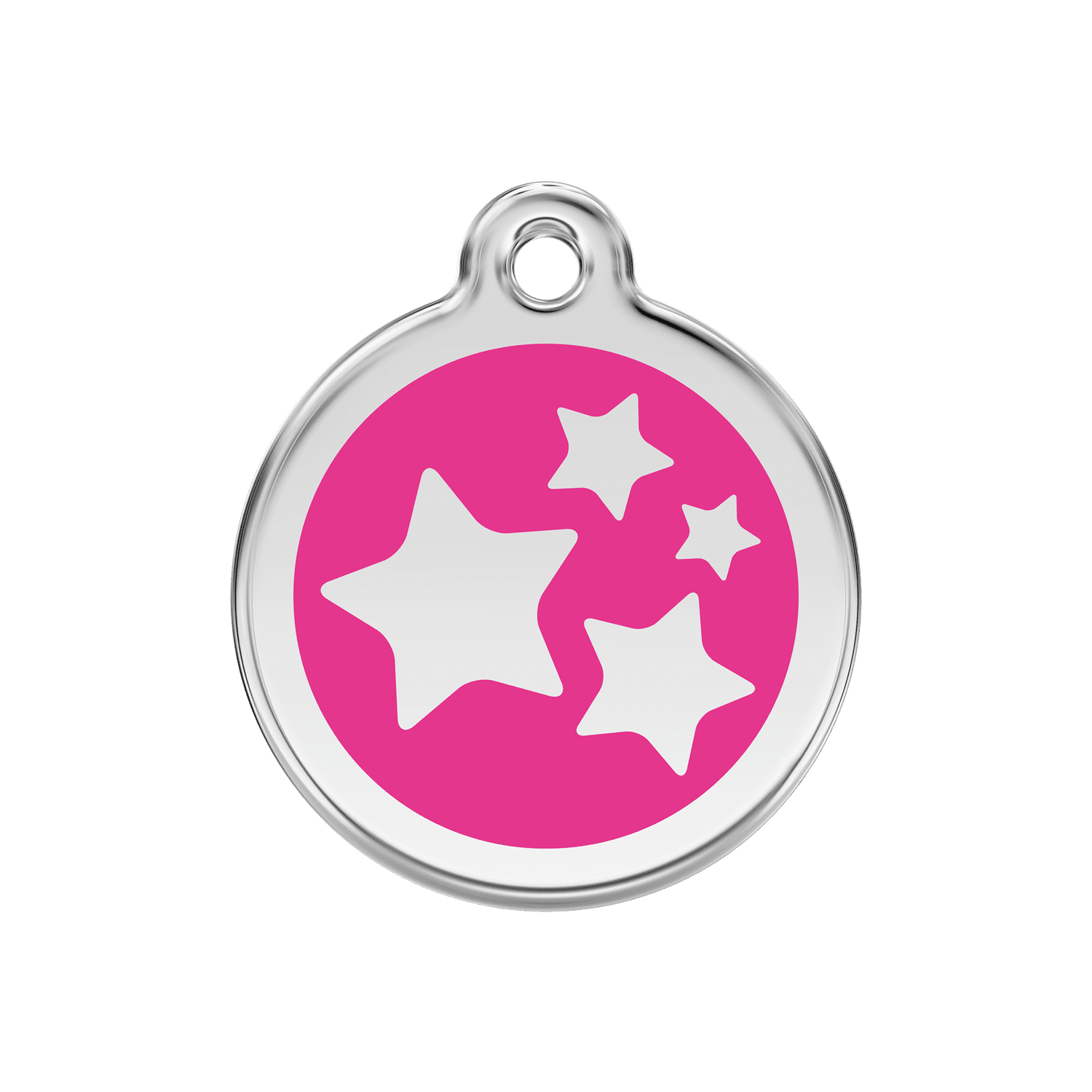 Vue avant - Médaille personnalisée Red Dingo Émail et acier inoxydable - Motif étoile - Rose vif - Größe M