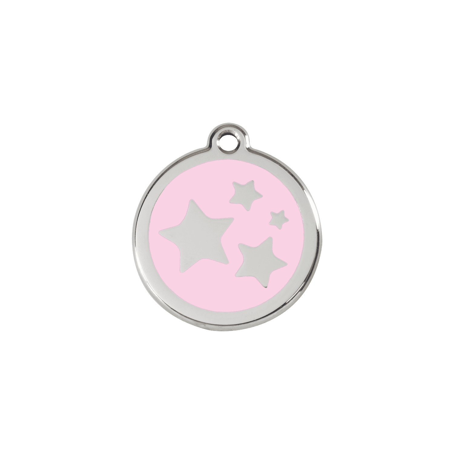Vue avant - Médaille personnalisable pour chat en émail et acier inoxydable - Rose - Red Dingo