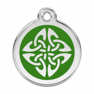 Hundemarke groß Tribal-Pfeile grün aus Emaille und Edelstahl