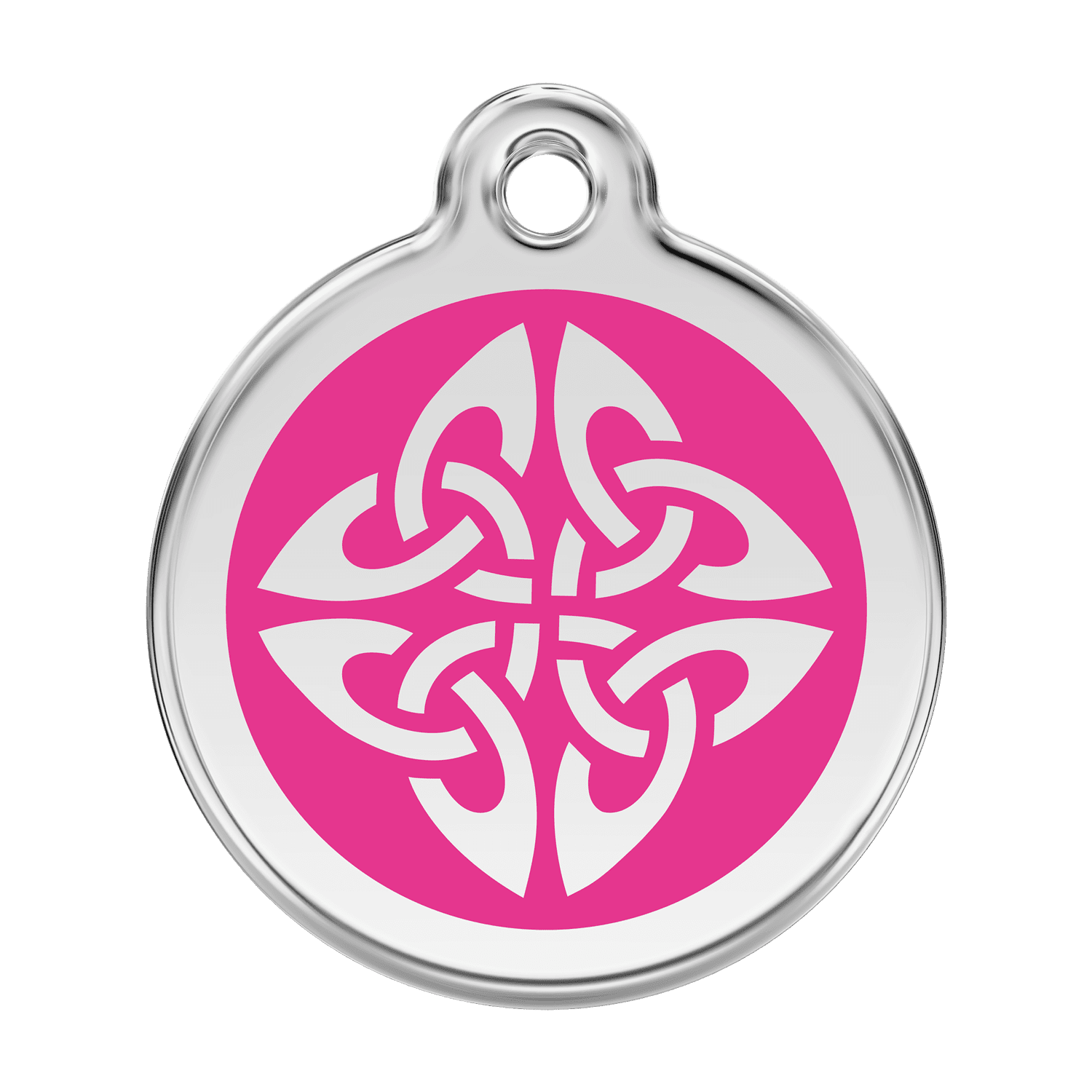 Vue avant - Médaille personnalisée pour chien Red Dingo Émail et acier inoxydable - Flèches tribales - Rose vif - Größe L