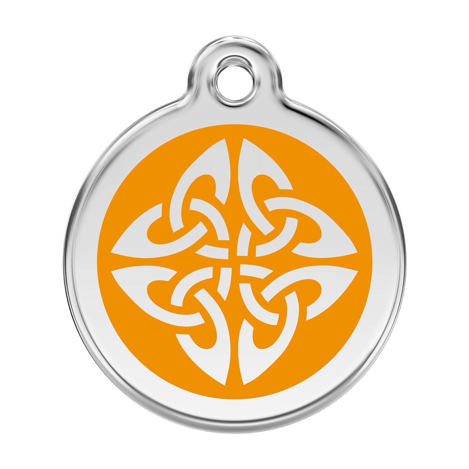 Vue avant - Médaille personnalisée pour chien Red Dingo Émail et acier inoxydable - Flèches tribales - Orange - Größe L