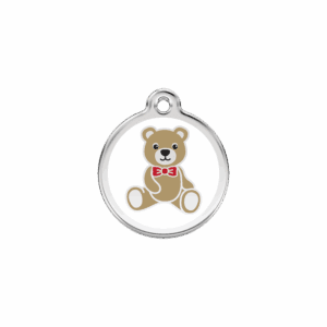Katzenmarke Weißer Teddybär S aus Emaille und Edelstahl
