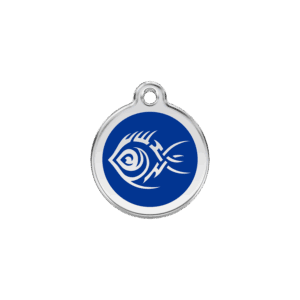 Katzenmarke Tribal-Fisch Dunkelblau Größe S aus Emaille und Edelstahl