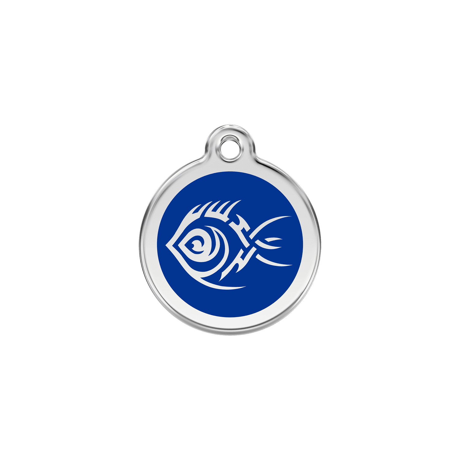 Vue avant - Médaille personnalisée pour chien/chat Red Dingo Émail/Acier inoxydable Poisson tribal Bleu foncé - Größe S