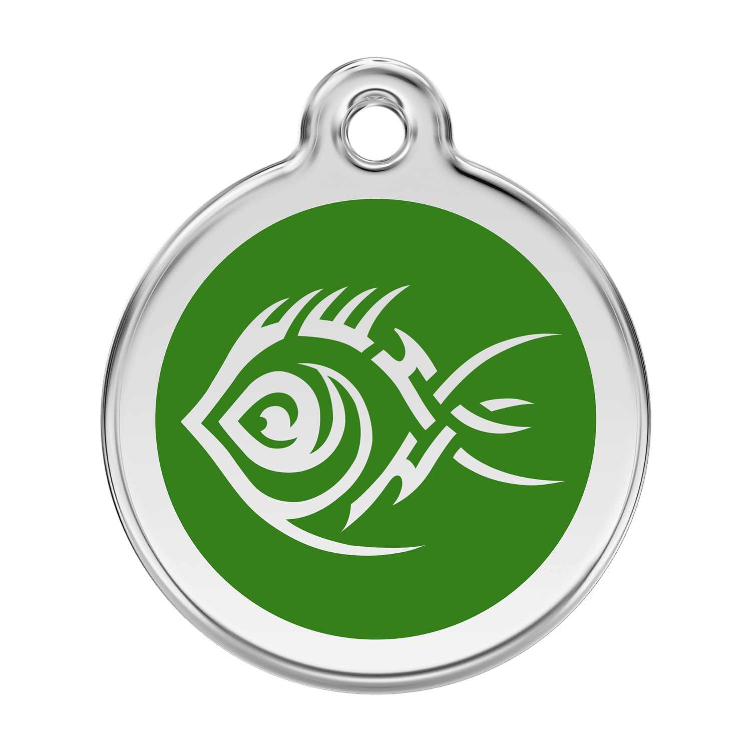 Vue avant - Médaille personnalisée pour chien Red Dingo Poisson tribal Vert - Größe L