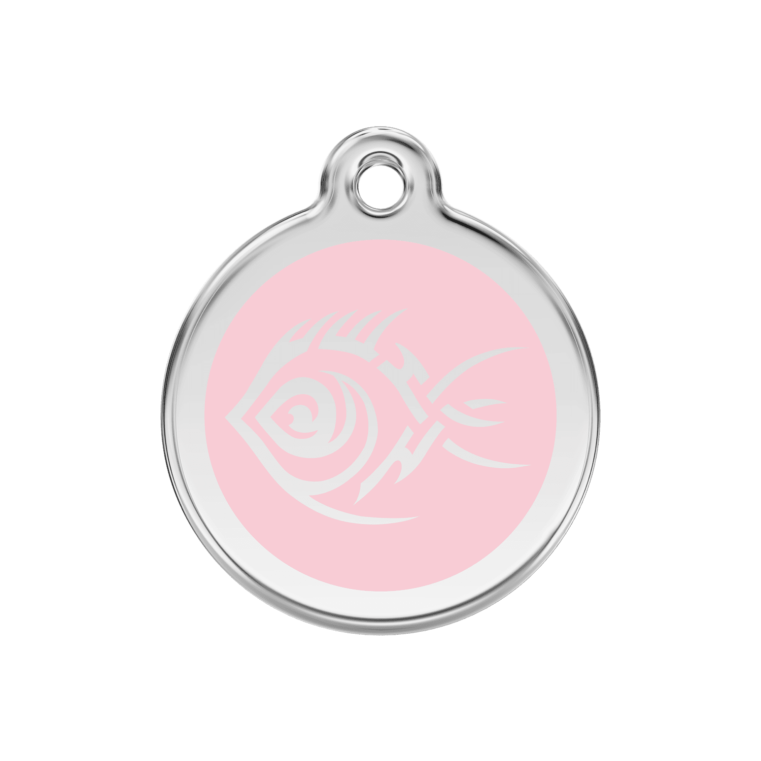 Vue avant - Médaille personnalisée pour chien Red Dingo Émail et acier inoxydable Poisson tribal Rose 30.00mm