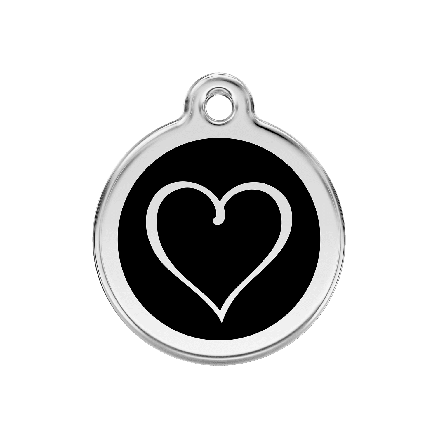 Vue avant - Médaille personnalisée pour chien/chat Red Dingo Émail et acier inoxydable Coeur Tribal Noir 30mm - Red Dingo - Größe M