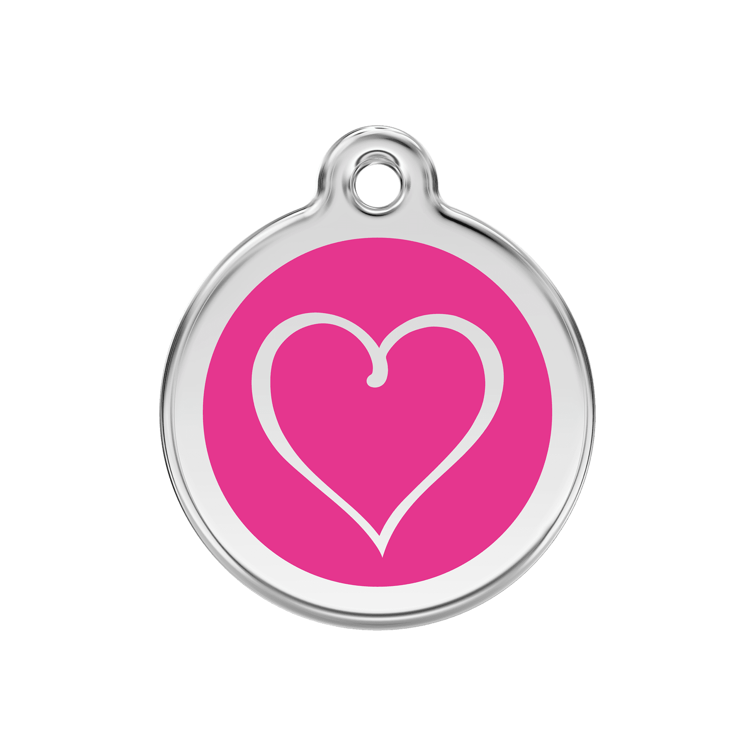 Vue avant - Médaille personnalisée Red Dingo Coeur Tribal Rose vif - Größe M pour chien - Réf : 01-TH-HP-ME