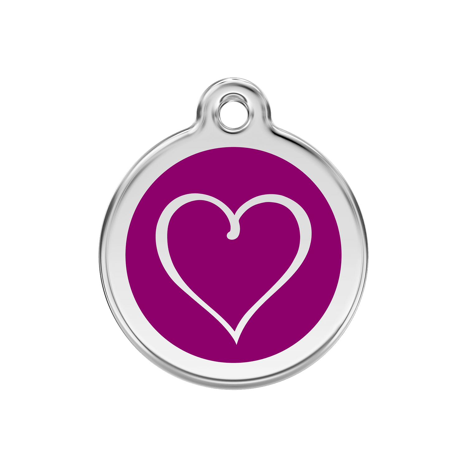 Vue avant - Médaille personnalisée pour chien/chat Red Dingo cœur tribal violet 30mm - Enamel et acier inoxydable