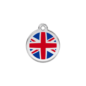 Katzenmarke mit dunkelblauem britischem Flaggenmotiv, klein
