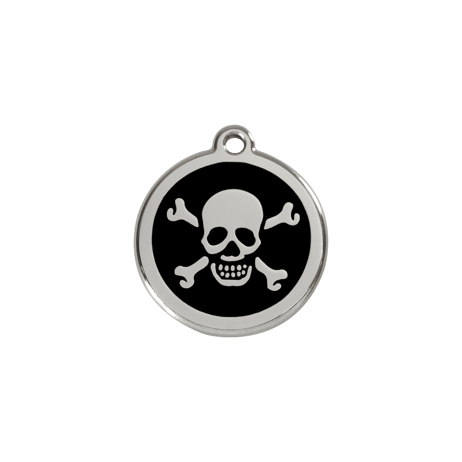 Vue avant - Médaille personnalisée pour chien/chat Red Dingo Émail et acier inoxydable - Tête de mort - Noir - Größe S