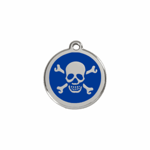 Katzenmarke Klein Totenkopf Dunkelblau Emaille Edelstahl