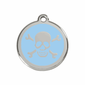 Hundemarke Totenkopf hellblau Emaille Edelstahl Größe M