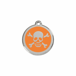 Katzenmarke Klein Totenkopf Orange Emaille Edelstahl