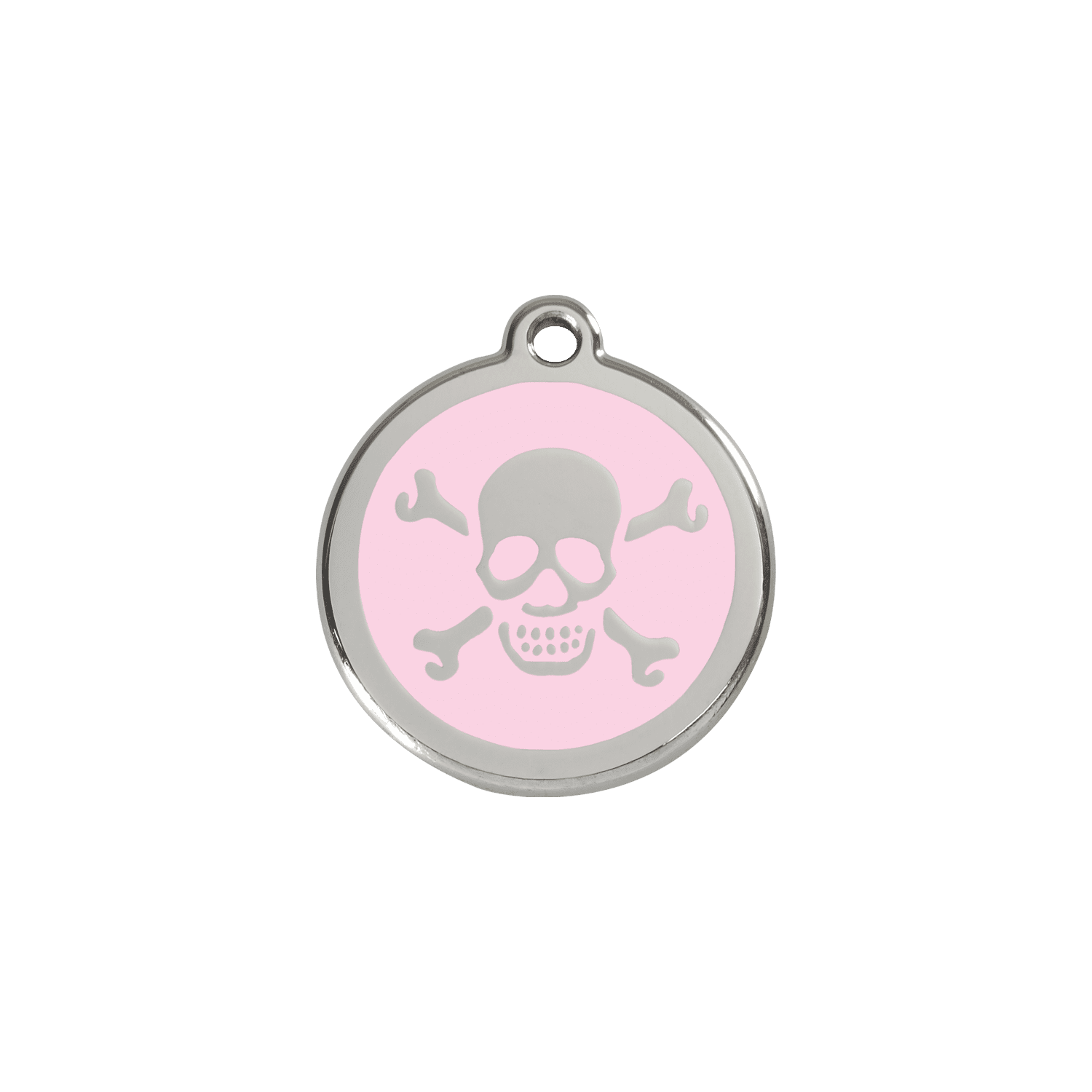 Vue avant - Médaille personnalisée Red Dingo Émail/Acier inoxydable Tête de mort Rose S 20.00 7G