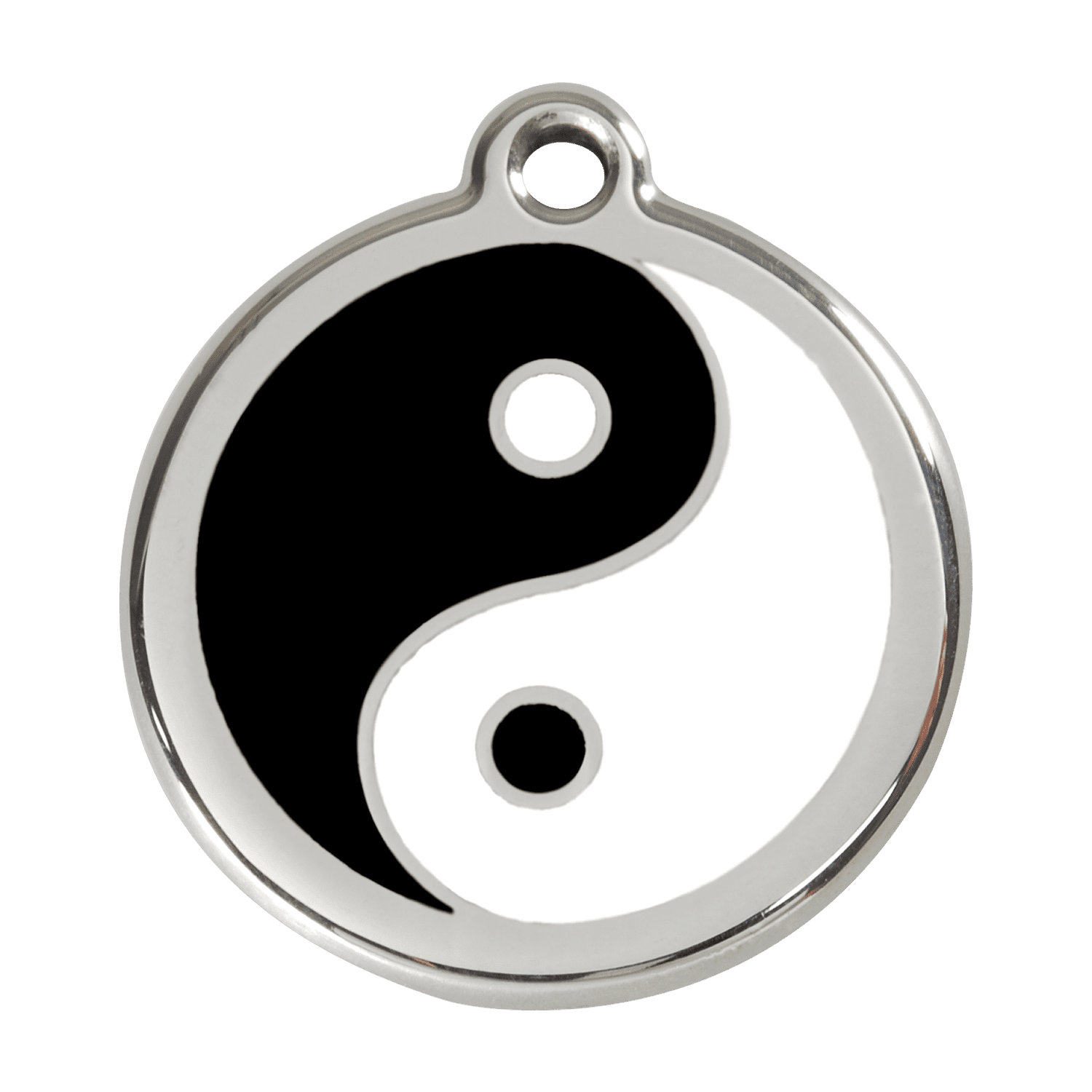 Vorderansicht – Personalisierbare Hundemarke Red Dingo Emaille und Edelstahl Ying et Yang Noir 38.00mm