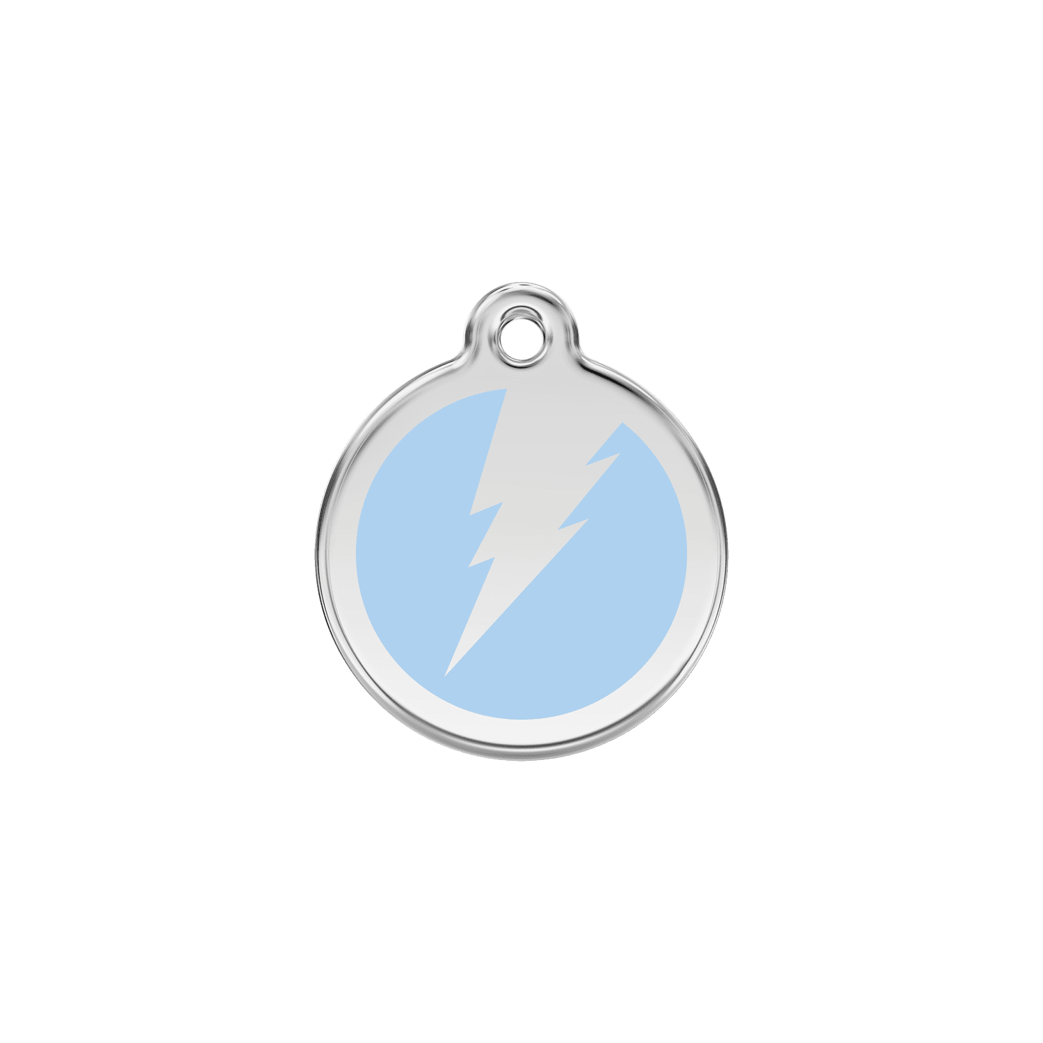 Vue avant - Médaille personnalisée Red Dingo Émail et acier inoxydable - Motif éclair - Bleu clair - Größe S