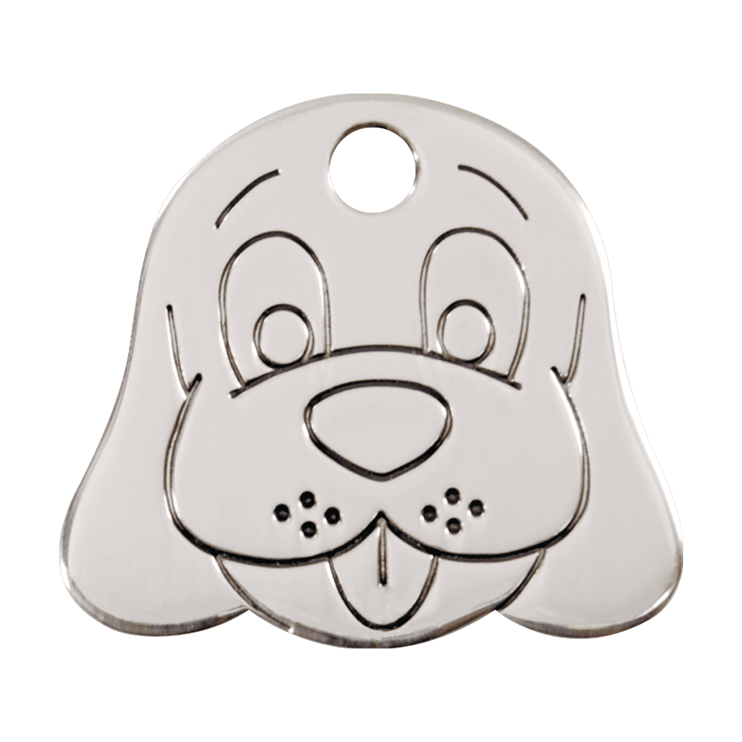 Vue avant - Médaille personnalisable pour chien Red Dingo - Plat en acier inoxydable - Tête de chien - Größe L