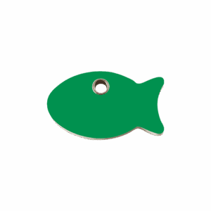 Katzenmarke Kunststoff flach S mit Fisch-Motiv grün