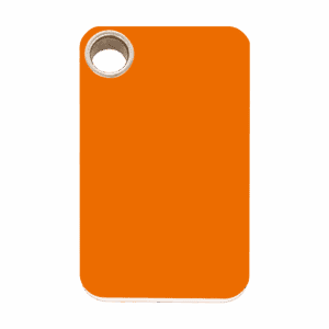 Orange rechteckige flache Hundemarke Größe L