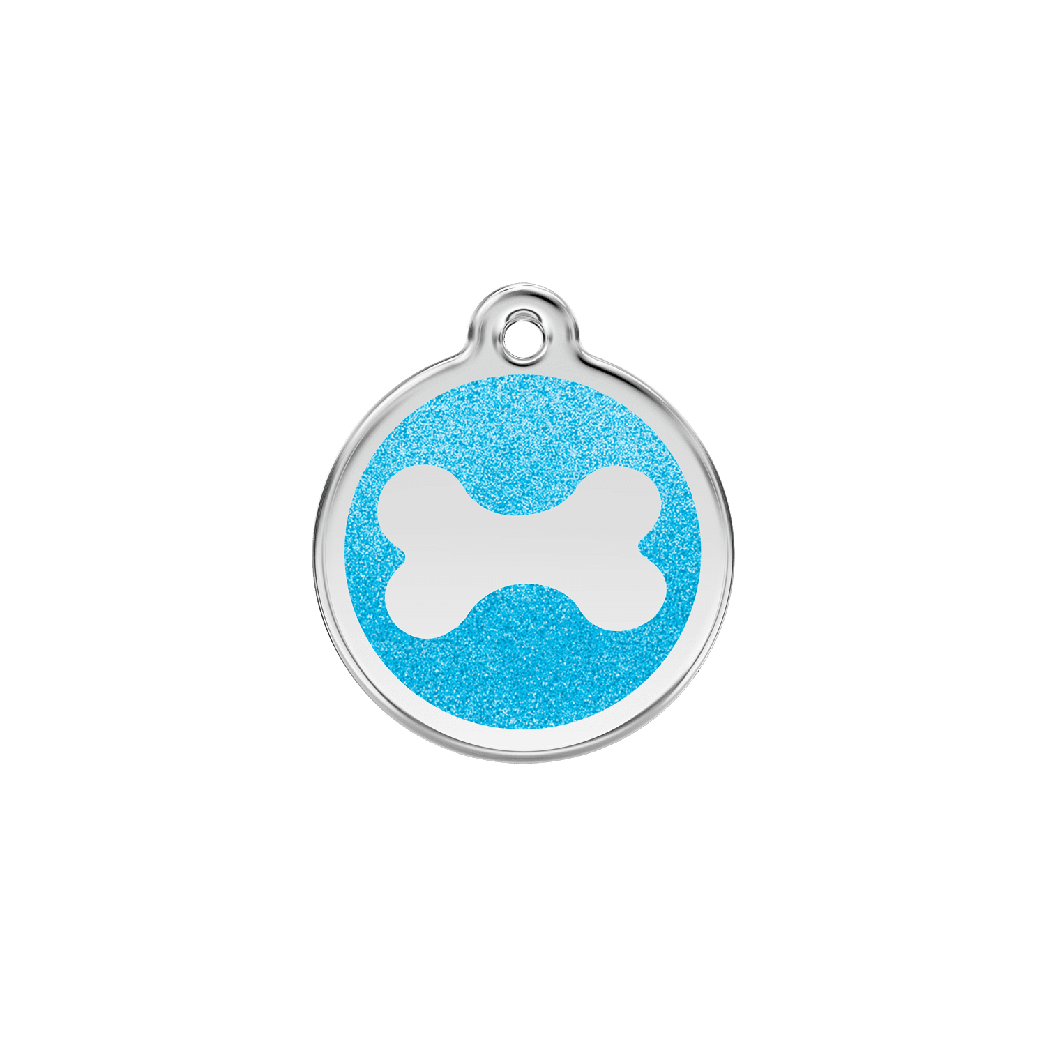 Vue avant - Médaille personnalisable Red Dingo Émail pailleté Aqua 20.00mm pour chien/chat