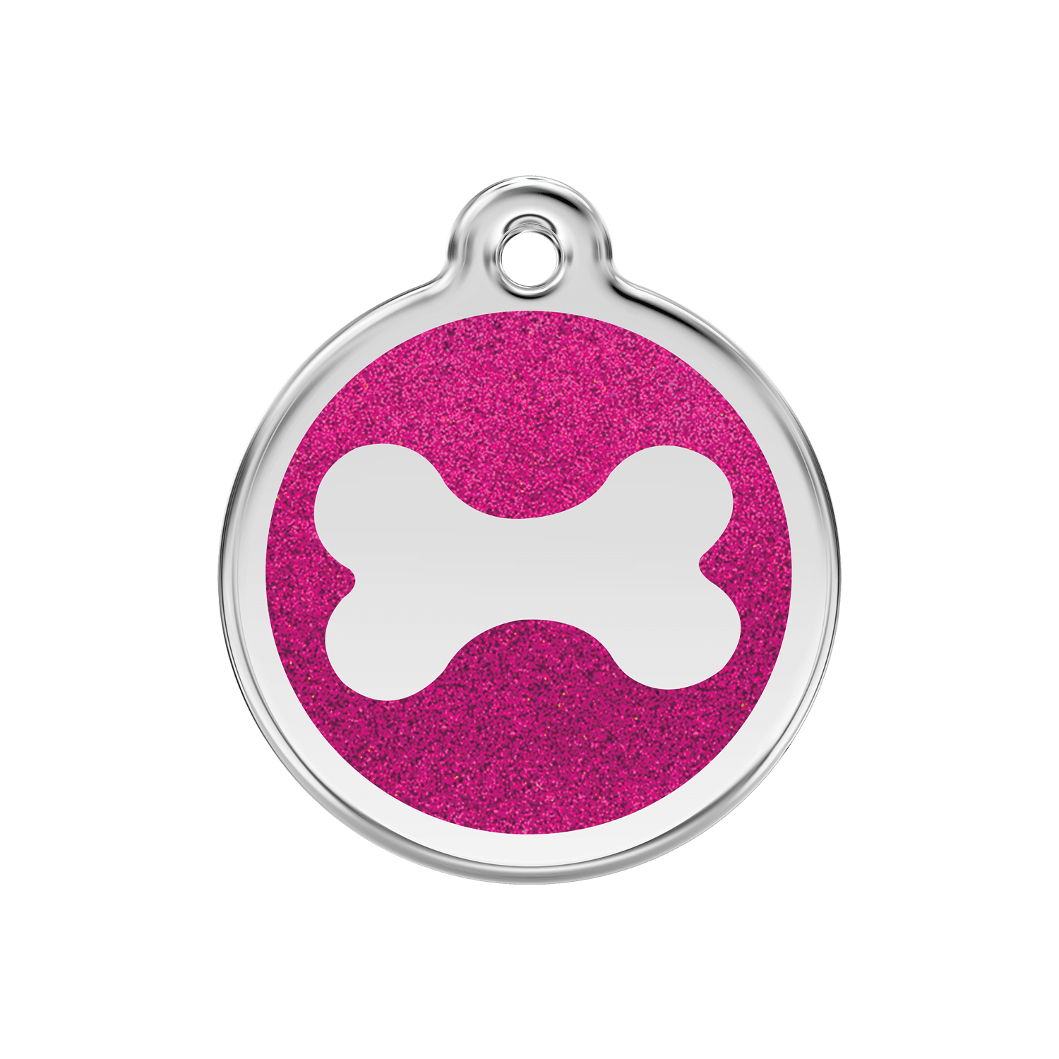 Vue avant - Médaille personnalisable pour chien Red Dingo Émail pailleté rose vif - Os scintillant - Größe M